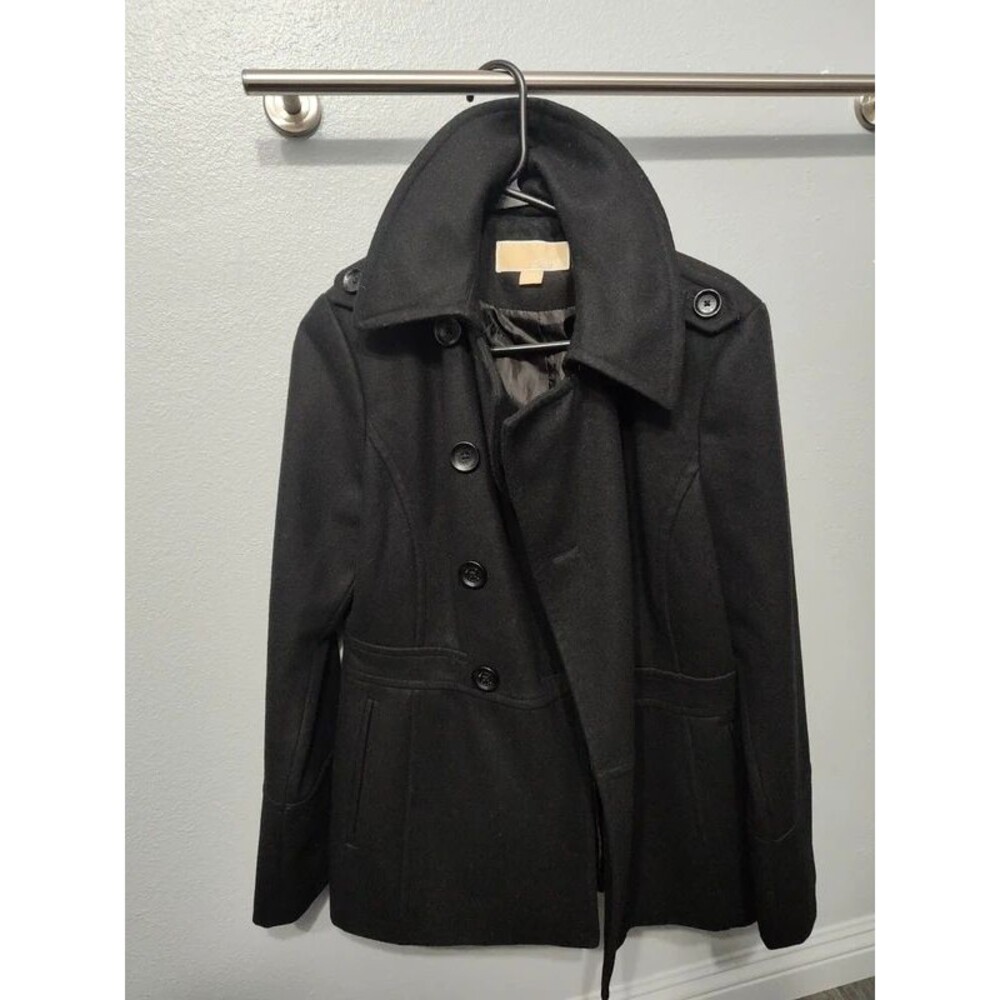 Michael Kors black women's coat peacoat overcoat black size S like new